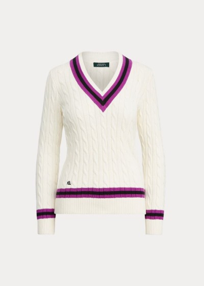 Ralph Lauren Cotton Cricket Striktrøje Dame Danmark (OHXSE1347)